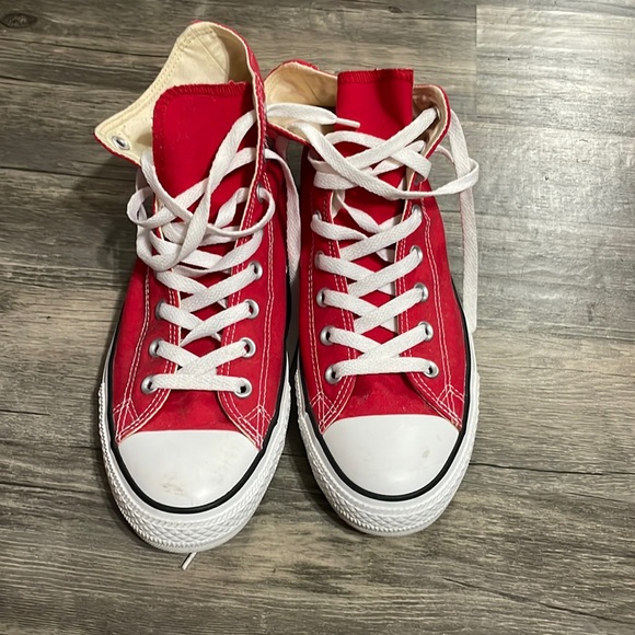 Like new red high top converse